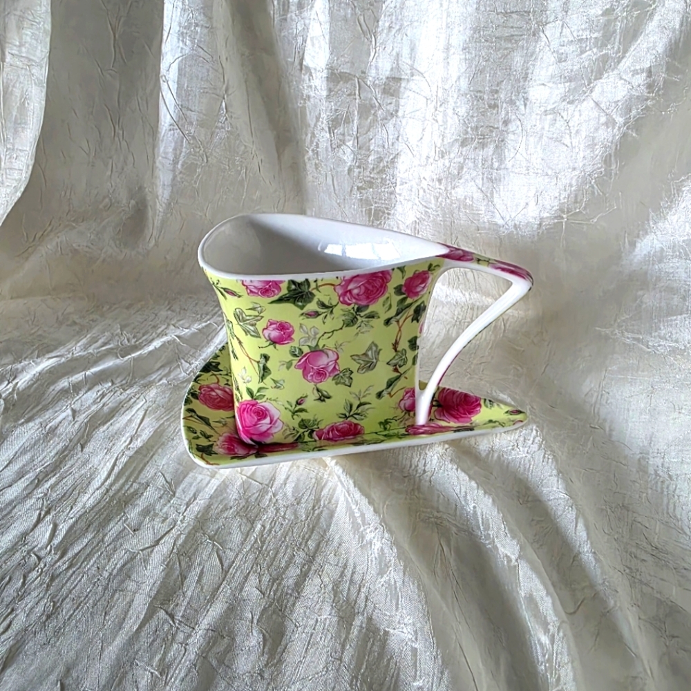 Royal Elfreda Fine Porcelain Triangle Teacup Designed by Allison L L